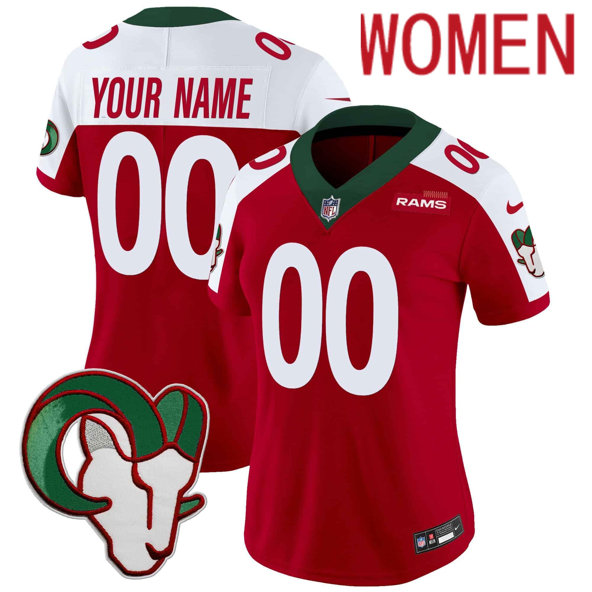 Women Los Angeles Rams Red 2024 Nike Mexico Vapor Limited Custom NFL Jersey